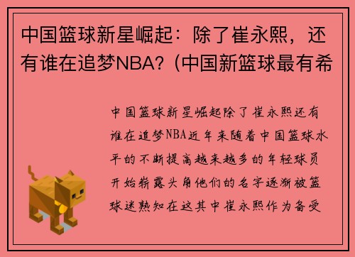 中国篮球新星崛起：除了崔永熙，还有谁在追梦NBA？(中国新篮球最有希望的球员)
