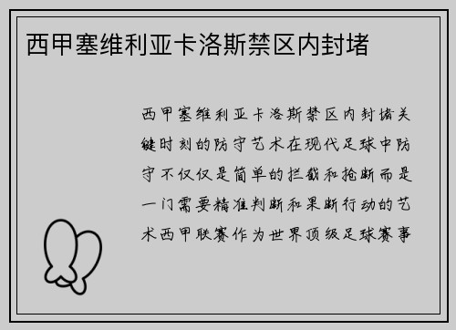 西甲塞维利亚卡洛斯禁区内封堵